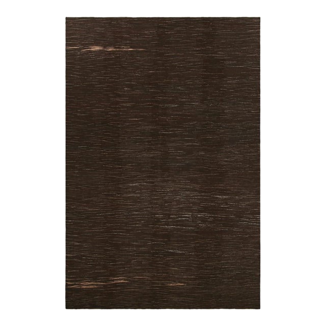 Oversized Vintage Kilim in Chocolate Brown Tones and Muted Stripes | Rug & Kilim For Sale