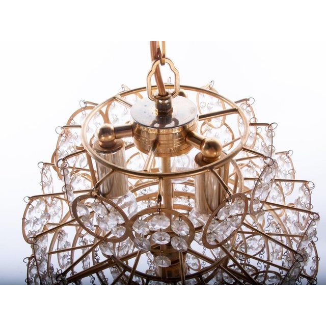 Cascading 28 Chandelier Swarovski Crystal and Gilt Brass by Kurt Faustig, Munich, 1970s For Sale - Image 11 of 14