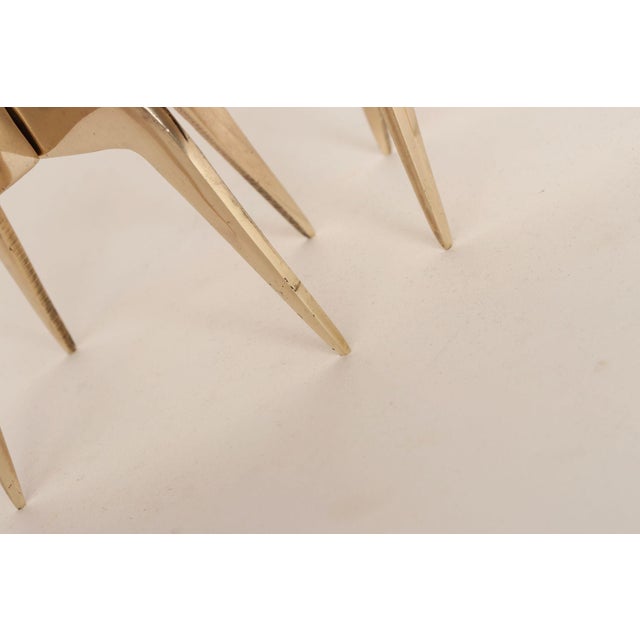 Pair of Sculptural Vintage Brutalist Candle Holders in Polished Brass For Sale - Image 11 of 13