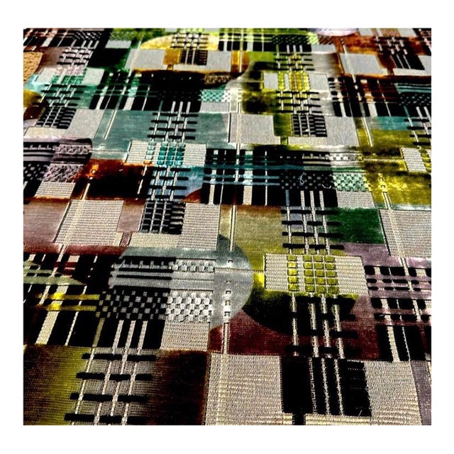 Cut Velvet Upholstery Fabric Luxury Mid Century Style. McM, Industrialist, Graphic, Geometric Print. Modern, Luxury Fabric From Designers Guild For Sale