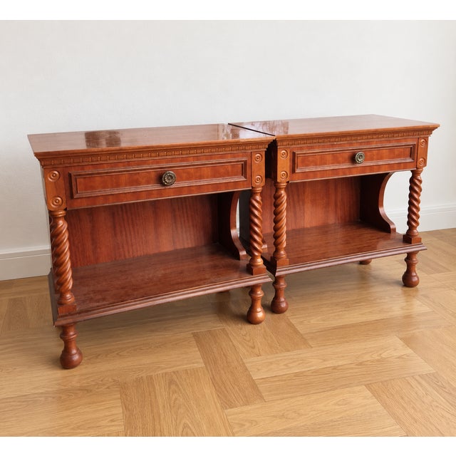 Mahogany Nightstands with Twisted Brackets, 1950, Set of 2 For Sale - Image 6 of 6