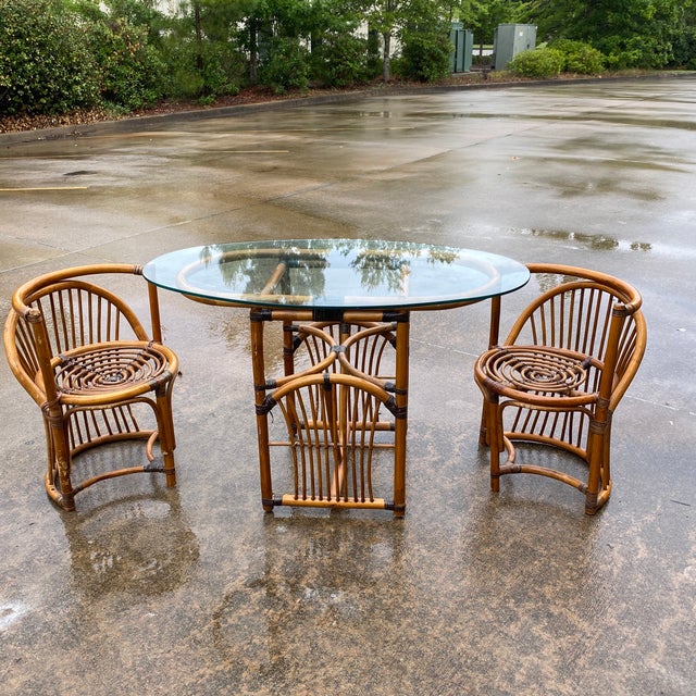 Mid Century Bamboo Dining Set 3 Pieces Chairish