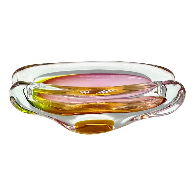 Art Glass Ashtray attributed to Josef Rozinek for Novy Bor, 1960s For Sale