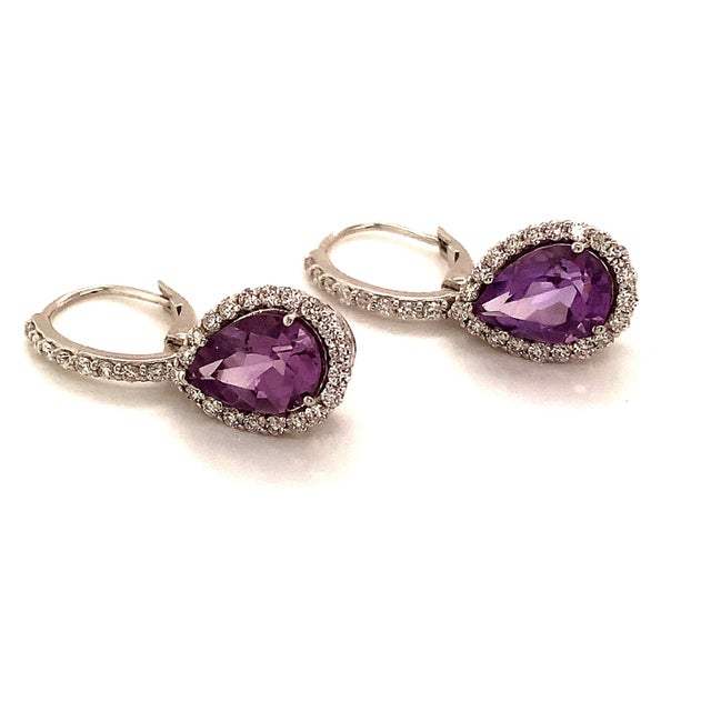 Natural Finely Faceted Quality Amethyst Diamond Earrings 14k Gold 4.25 TCW Certified $3,950 120527 Please look at the...