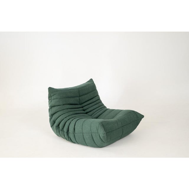 Set of Togo Lounge Chair and Teal Fabric by Michel Ducaroy for Ligne Roset, 1973 For Sale - Image 11 of 18