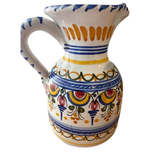 Late 20th Century Late 20th Century Spanish Ceramic Ewers Hand-Painted Signed De La Cal Puente - a Pair For Sale - Image 5 of 11