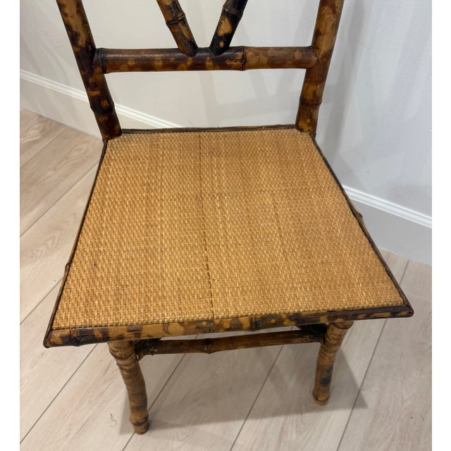 Antique Tortoise Rattan Bamboo Side Chair For Sale - Image 10 of 11