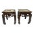 Vintage Chinoiserie Asian Carved Wood Side Tables Stands With Lotus Flower Design and Marble Top-a Pair For Sale