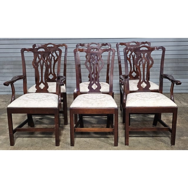 Store Item: Set of 6 Statton Chippendale Solid Cherry Dining Chairs Old Towne Maryland Made Description: Set includes 2...