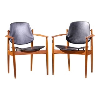 Arne Vodder for France and Son Fd-184 Mid Century Danish Teak Dining Chairs - Pair For Sale