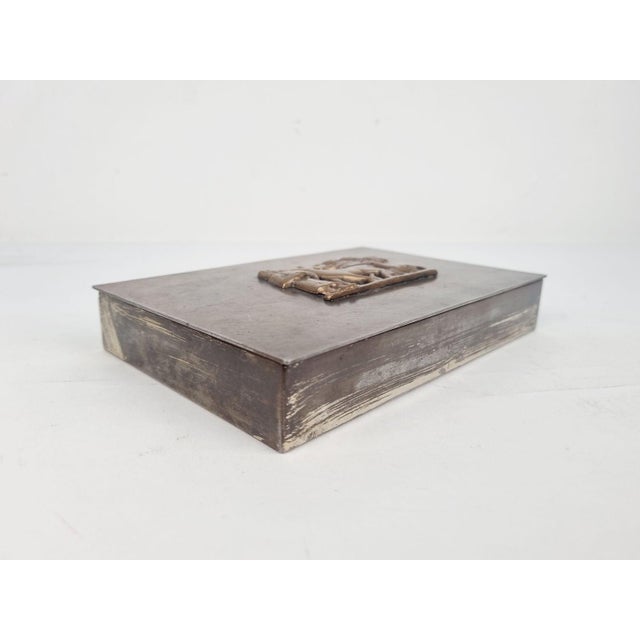Metal Art Deco Metal Cigar Box with Deer Motif, 1930s For Sale - Image 7 of 11