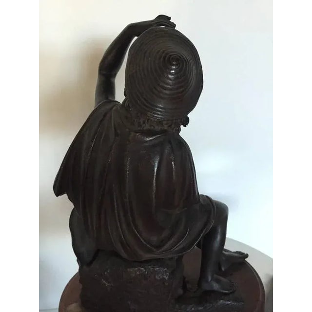 19th Century Signed Bronze Seated Man Figure For Sale - Image 9 of 10