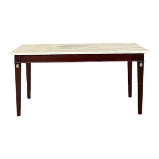 Mid-Century French Mahogany Directoire Style Coffee Table With Carrara Marble Top For Sale