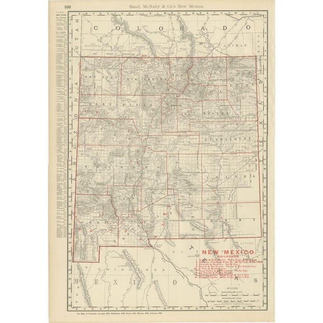 Antique Map of New Mexico Territory, Before Statehood from Rand McNally, 1899 For Sale - Image 12 of 12