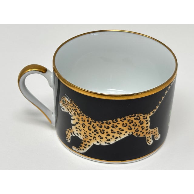 Lynn Chase Jaguar Jungle Porcelain Cup and Saucer With Gold Trim For Sale - Image 12 of 16