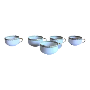 Antique Set of 5 Haviland & Co Limoges France Albany Greek Key Tea Coffee Cups