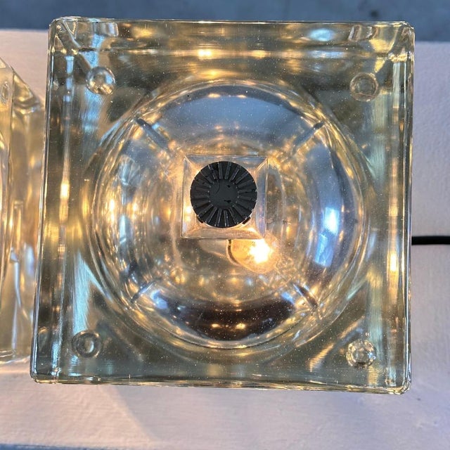 Metal Cubosfera Table Lamps attributed to Alessandro Mendini for Fidenza Vetraria, 1960s, Set of 2 For Sale - Image 7 of 12