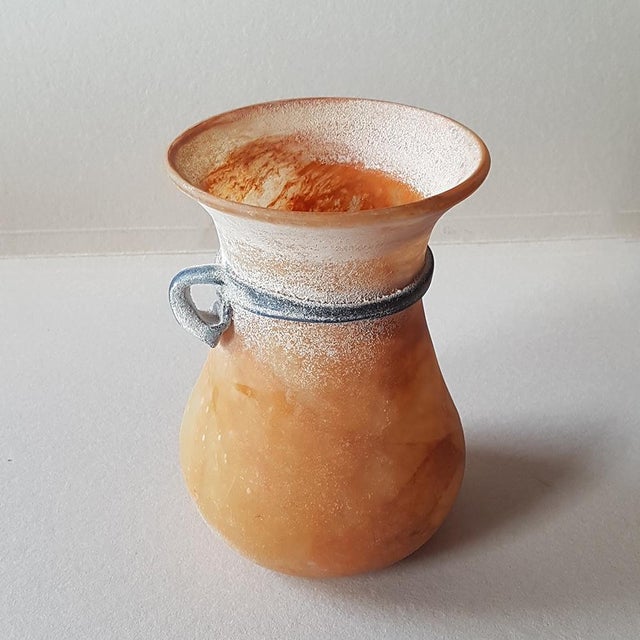 Mid-Century Modern Italian Murano Scavo Art Glass Vase For Sale - Image 5 of 10