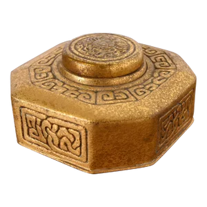 Tiffany Studios New York Zodiac Bronze Doré Inkwell