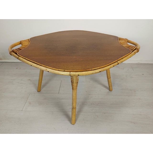 Vintage Rattan Coffee Table, 1950s, in Good conditions. Designed 1950 to 1959