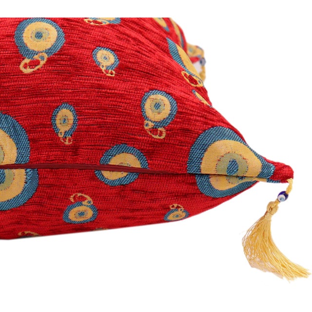 Embellish your home with this timeless casual chic Turkish decorative throw pillow. Handmade Jacquard woven on heavy...