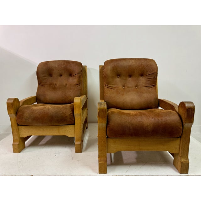 Set of Brutalist Armchairs in Oak, 1960s For Sale - Image 9 of 18
