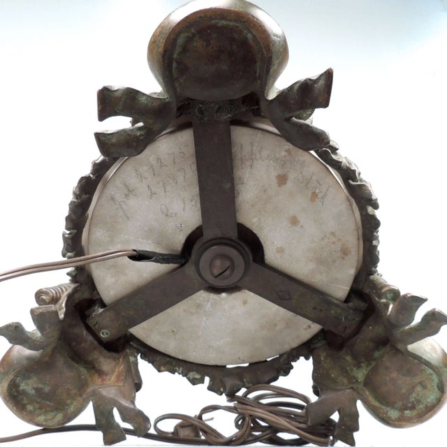 Antique E. F. Caldwell Bronze and Marble Table Lamp with Figural Greek Mask Feet For Sale - Image 9 of 11