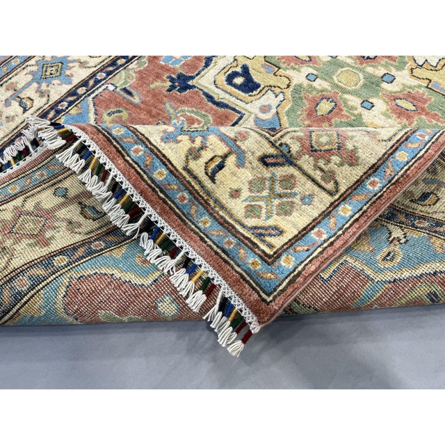 Terracotta Persian Style Heriz Wool Rug With Blue Accents, 3'11" X 6'3" For Sale - Image 10 of 14