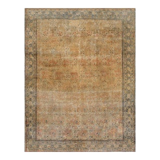 Delicate Ivory Background & Gray Color With Allover-Geometric Design Antique Persian Tabriz Rug For Sale
