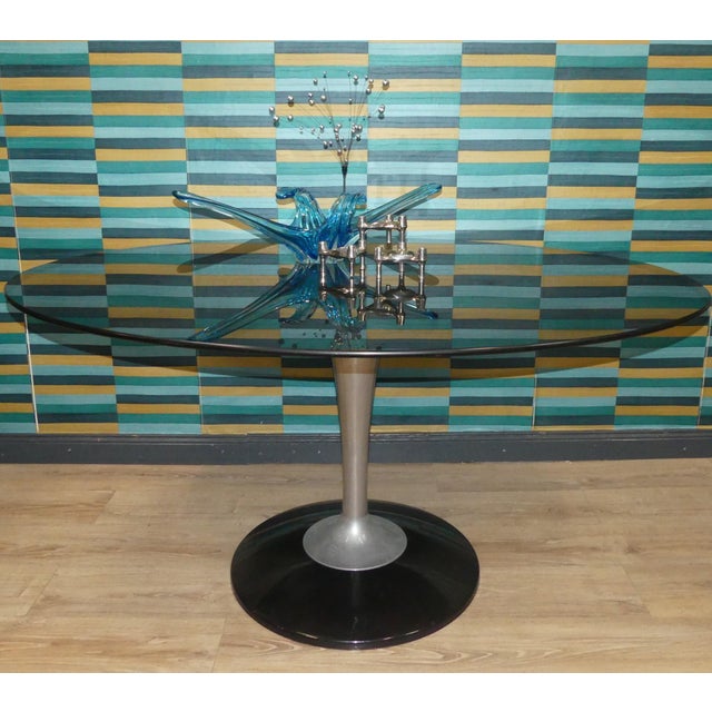 Space Age Dining Table in Glass and Aluminum, USA, 1970s For Sale - Image 3 of 13