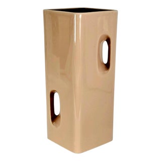 Japanese Modern Blush Pink Sculptural Ceramic Vase 8" For Sale