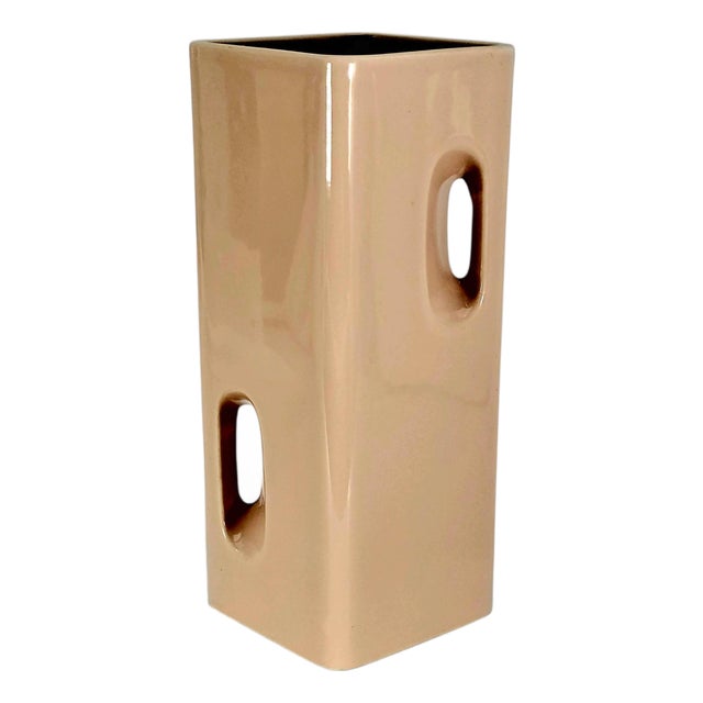 Japanese Modern Blush Pink Sculptural Ceramic Vase 8" For Sale