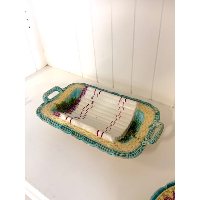 Antique French Barbotine Majolica Asparagus Serving Platter, Circa 1880–1900 For Sale - Image 10 of 10