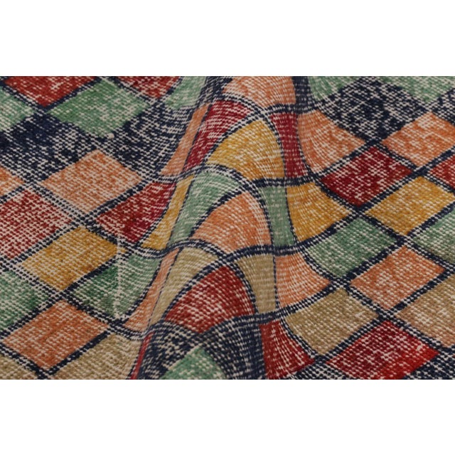 Textile Vintage Distressed Runner Rug, Mosaic Multicolor Geometric Design - Rug & Kilim For Sale - Image 7 of 8