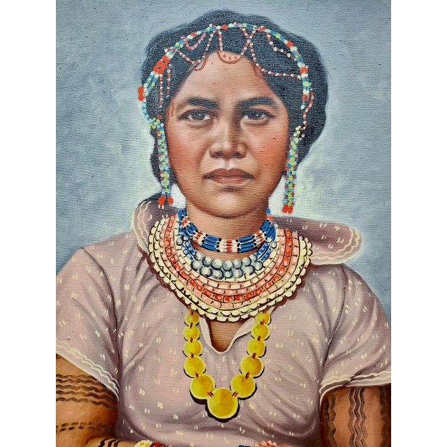 Tribal A Pair of Indigenous Filipino Portraits by F. O. Tanglao For Sale - Image 3 of 11