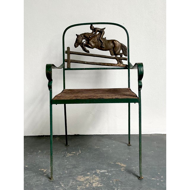 Vintage Equestrian Bronze Leaping Horse Chair For Sale - Image 9 of 12