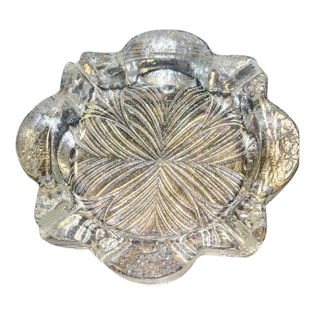 Mid 20th Century Clear Textured Art Glass Ashtray (Often Called the “Snowflake”) by Blenko Glass Company- Model #701 For Sale