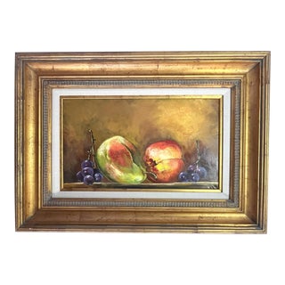 Original Signed and Framed Still Life Oil Painting on Canvas For Sale
