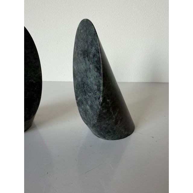 Vintage Modernist Sculptural Green Marble Bookends – A Pair For Sale - Image 9 of 12