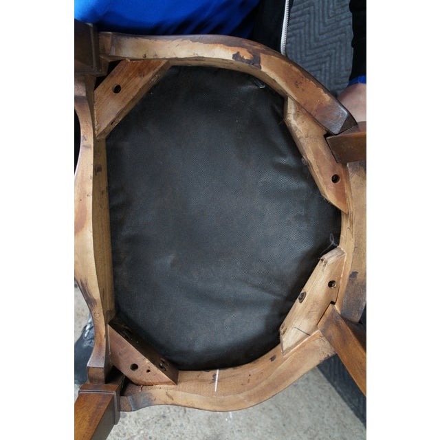 1970s 4 White Furniture Hepplewhite Style Walnut Balloon Back Plume Side Chairs For Sale - Image 9 of 11