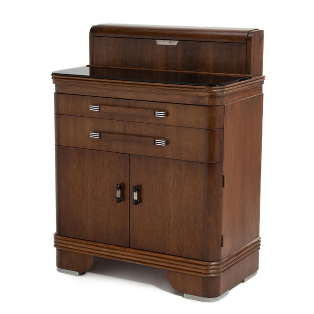 Wood Hamilton Manufacturing Company Walnut Chrome Dental Cabinet Donald Deskey For Sale - Image 7 of 18