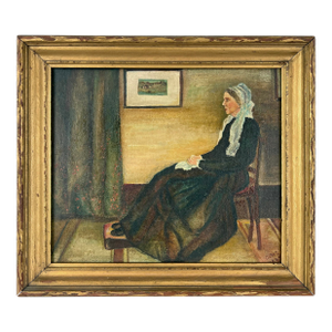 Whistlers Mother by Anonymous Artist Original Oil on Canvas 1924 After Whistler
