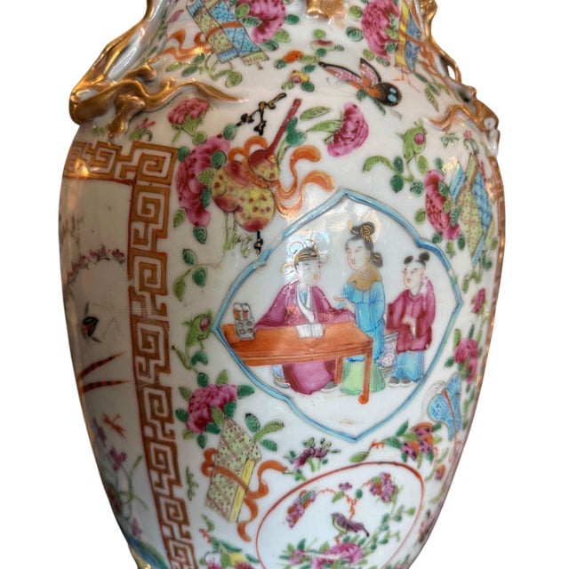 Late 19th Century Chinese Canton Rose Medallion Lamps - a Pair For Sale - Image 13 of 14
