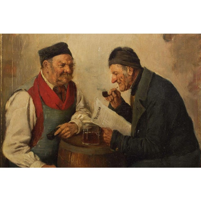 Paint Genre Painting of Men Conversing by Hedwig Oehring (German, 1855-1907) For Sale - Image 7 of 12