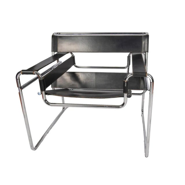 Mid-Century Modern Vintage Pair of Wassily Style Armchairs For Sale - Image 3 of 4