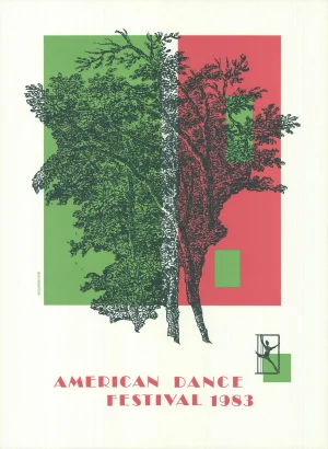 1983 Jack Perlmutter 'American Dance Festival 1983' Contemporary Green, Red Lithograph