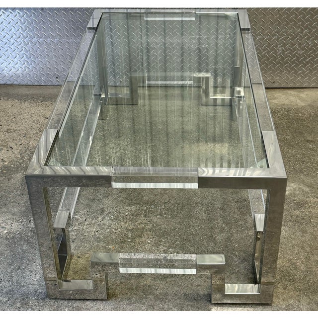 Horchow Shanna Acrylic Glass Top Chrome Modern Coffee Table For Sale - Image 11 of 12