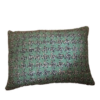 Contemporary Green, Beige & Black Bolster Pillow For Sale