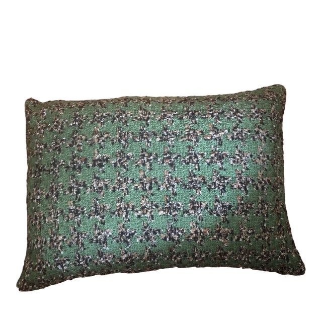 Contemporary Green, Beige & Black Bolster Pillow For Sale