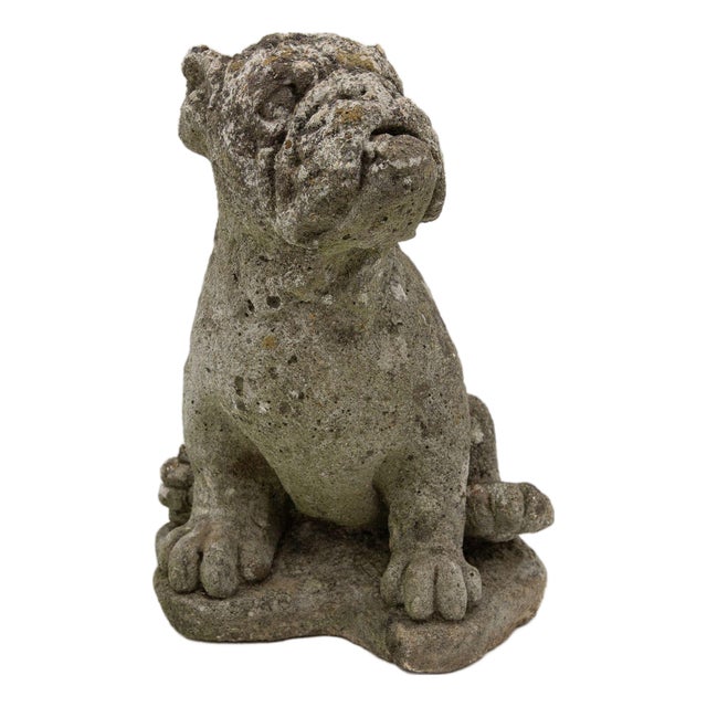 Composite Stone Bull Dog Garden Ornaments, England 1970s For Sale